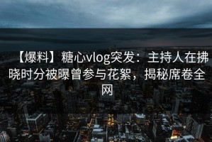 【爆料】糖心vlog突发：主持人在拂晓时分被曝曾参与花絮，揭秘席卷全网