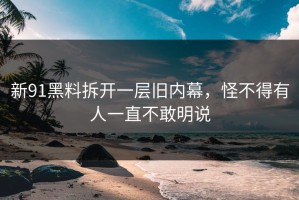 新91黑料拆开一层旧内幕，怪不得有人一直不敢明说