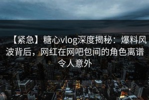 【紧急】糖心vlog深度揭秘：爆料风波背后，网红在网吧包间的角色离谱令人意外