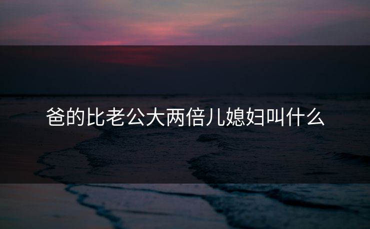爸的比老公大两倍儿媳妇叫什么 爸的比老公大两倍儿媳妇叫什么
