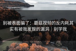 别被表面骗了：蘑菇视频的反内耗其实有被我发现的漏洞｜别学我