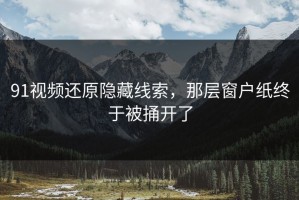 91视频还原隐藏线索，那层窗户纸终于被捅开了